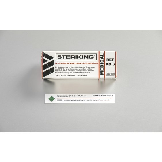 STERIKING chemický test parní sterilizace, typ 6, 250 ks/bal.